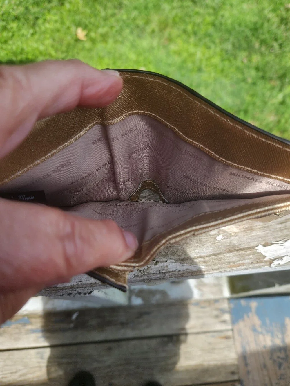 Michael Kor Gold Metallic Bifold Wallet